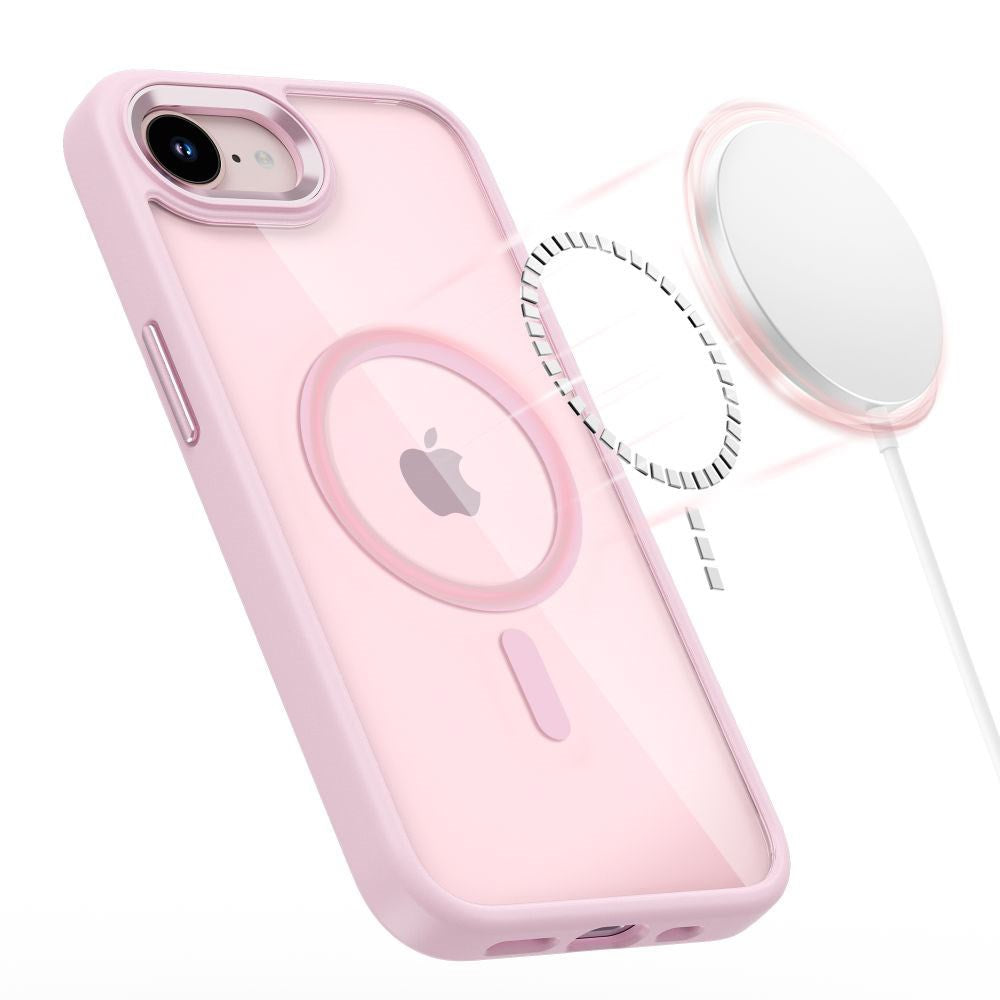 iPhone 17e / 16e Tech-Protect MagMat Case - MagSafe Kompatibel - Gennemsigtig / Lyserød