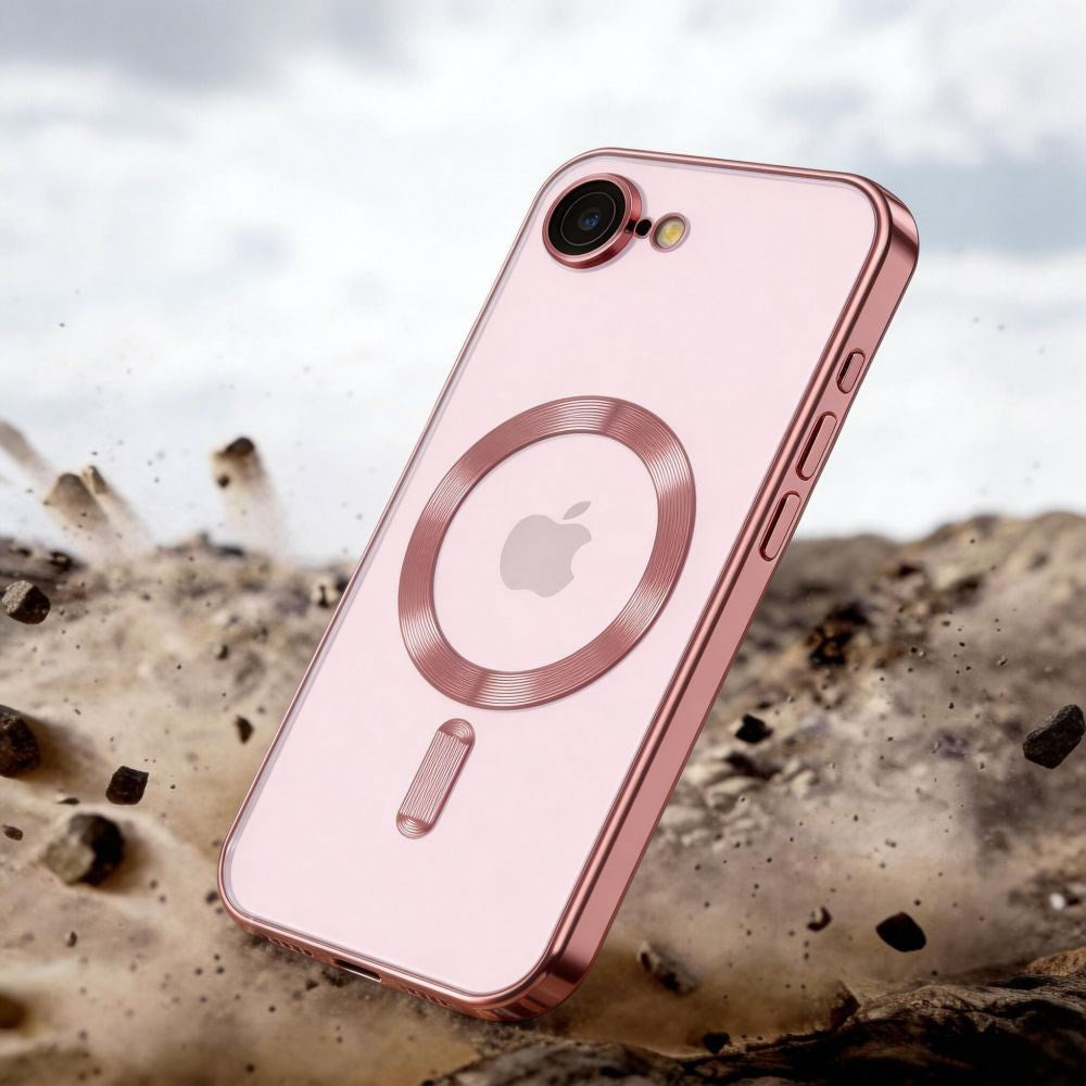 iPhone 17e / 16e Tech-Protect MagFlex Case - MagSafe Kompatibel - Gennemsigtig / Rose Gold