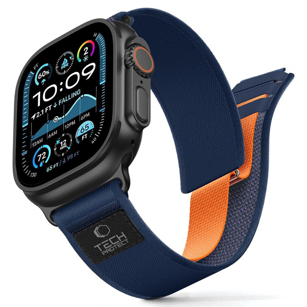 Apple Watch (44/SE/45/46/49mm) Tech-Protect Nylon Rem - Blå / Orange