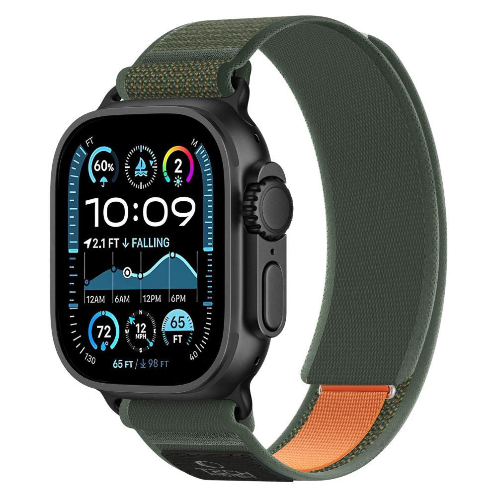 Apple Watch (44/SE/45/46/49mm) Tech-Protect Nylon Rem - Grøn / Orange