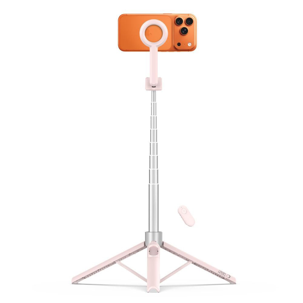 Tech-Protect L10S Bluetooth Tripod Selfie Stang - MagSafe Kompatibel - Lyserød / Sølv