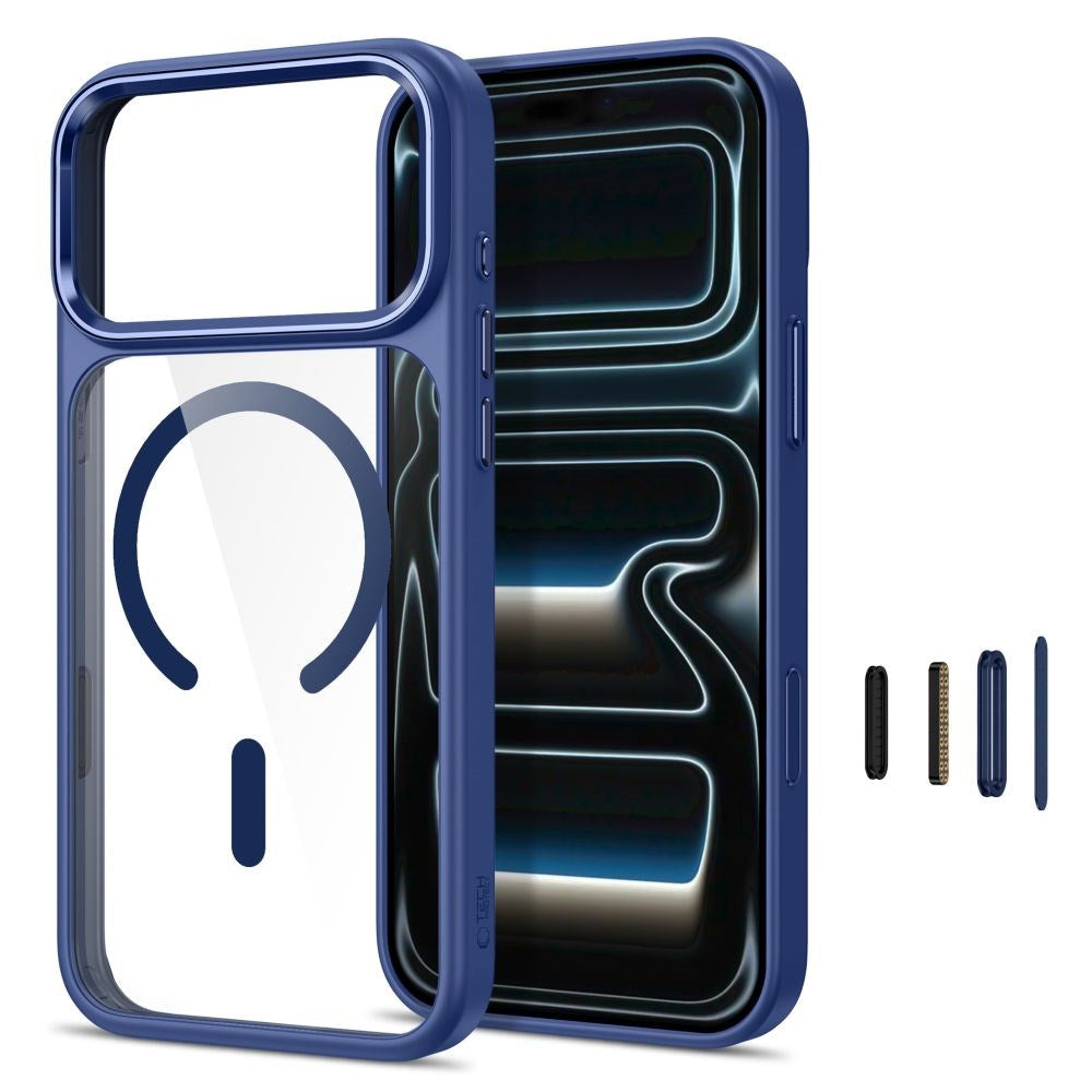 Tech-Protect iPhone 18 Pro / 17 Pro MagMat Mobil Cover - MagSafe Kompatibel - Gennemsigtig / Blå