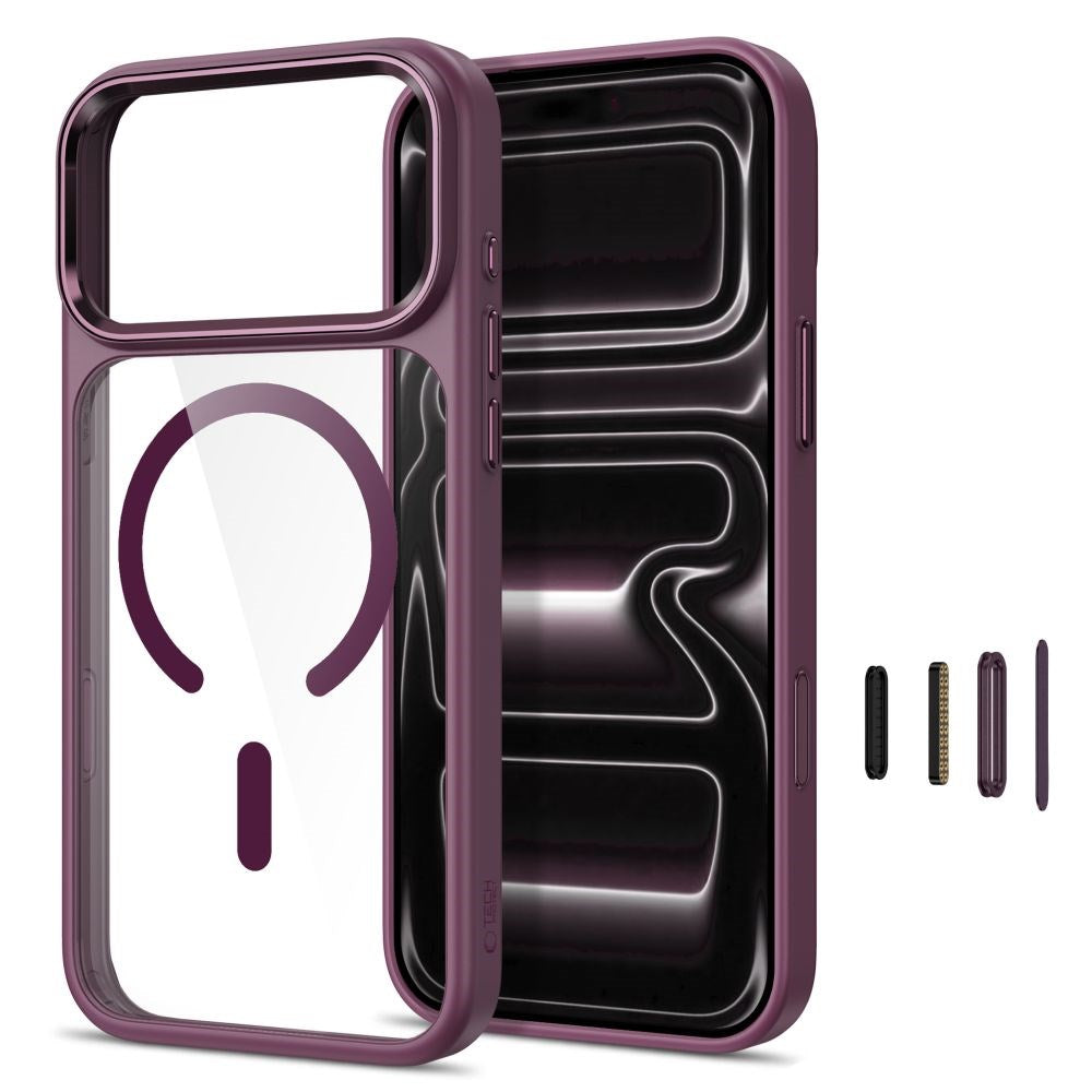 Tech-Protect iPhone 18 Pro Max / 17 Pro Max MagMat Mobil Cover - MagSafe Kompatibel - Gennemsigtig / Rød