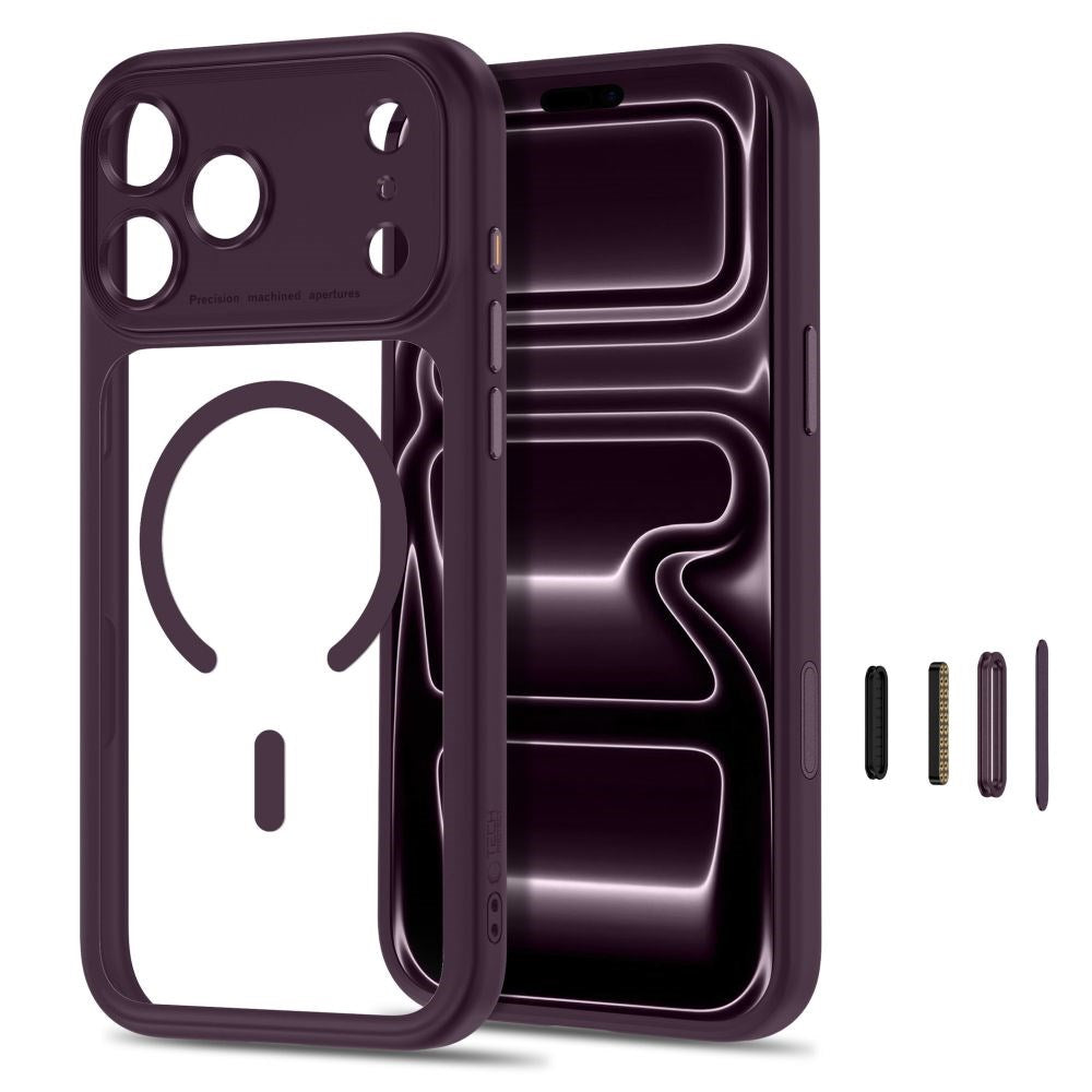 Tech-Protect iPhone 18 Pro / 17 Pro MagPeak Mobil Cover - MagSafe Kompatibel - Rød / Gennemsigtig