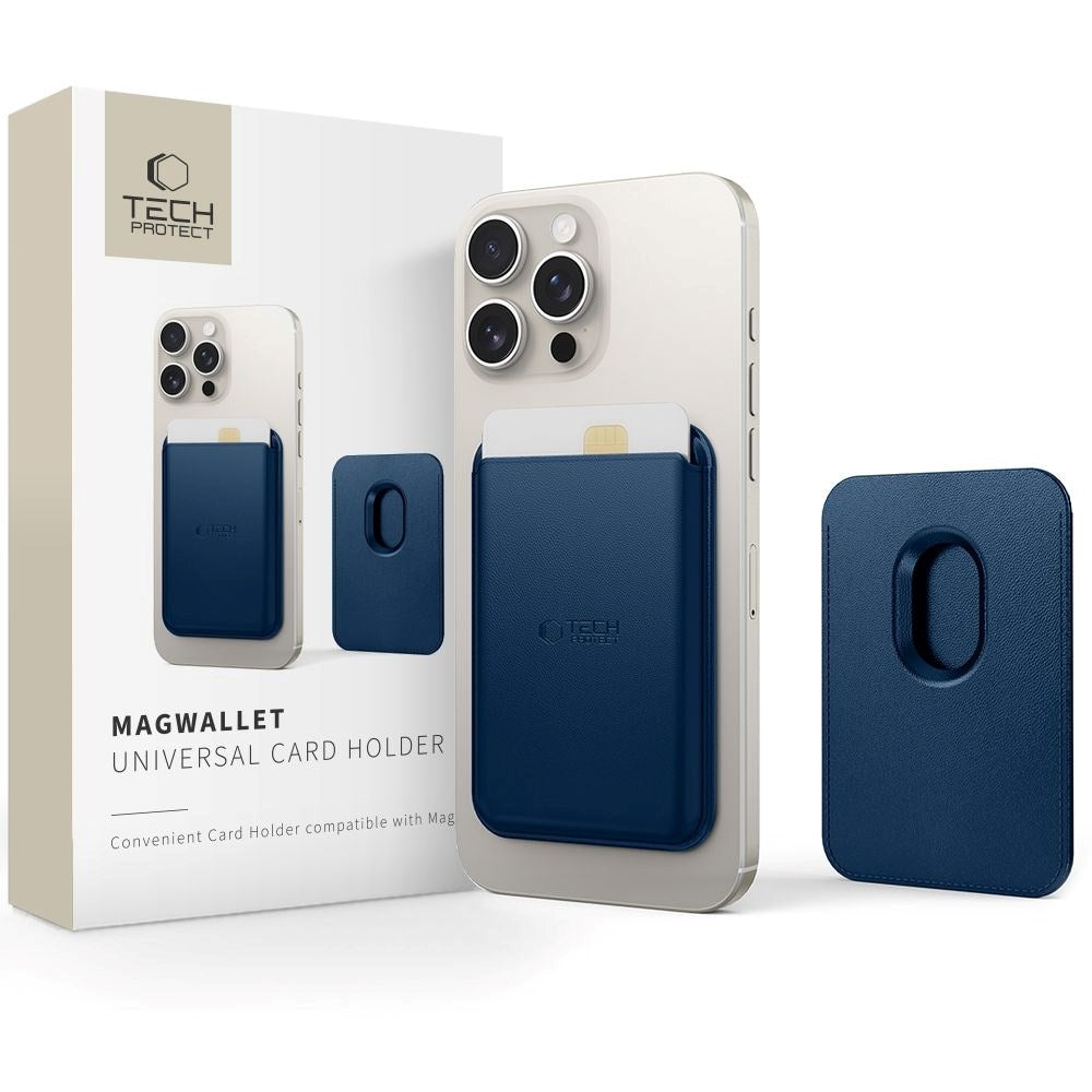 Tech-Protect MagWallet Magnetisk og Imiteret Læderkortholder - MagSafe Kompatibel - Blå