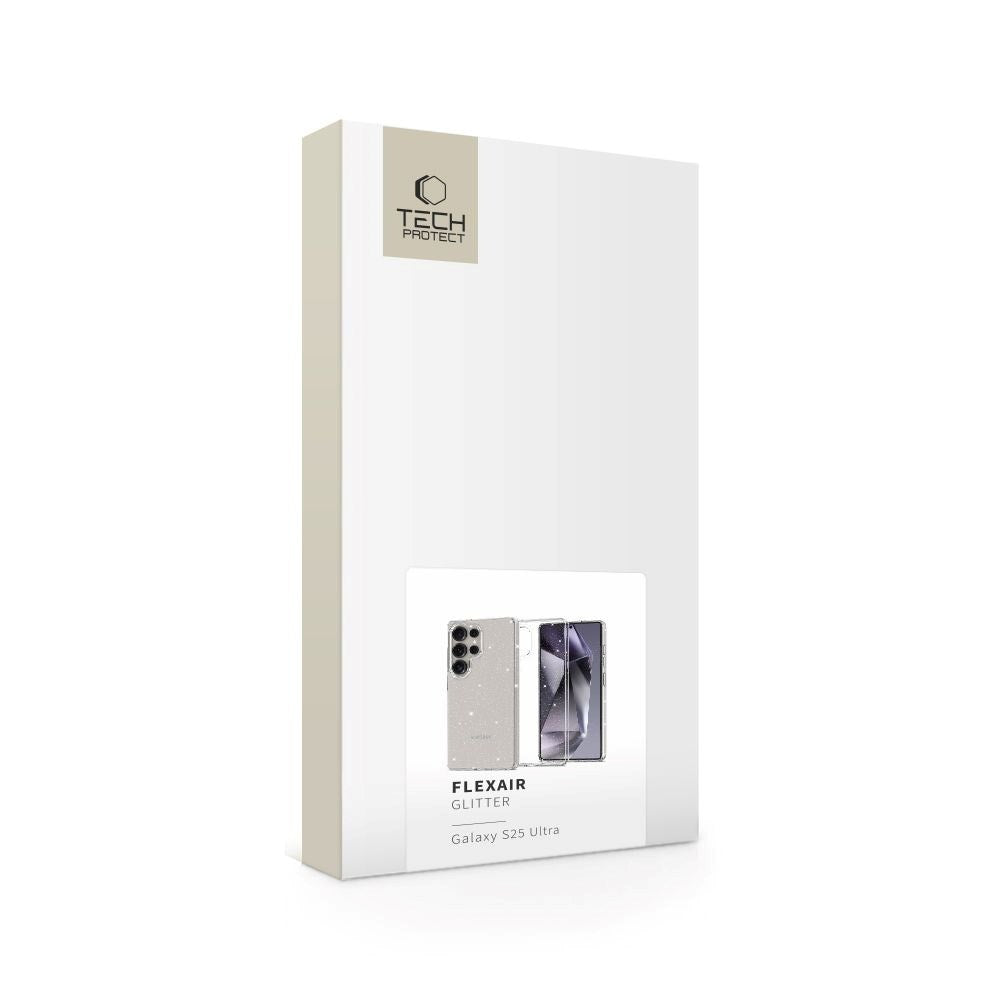 Samsung Galaxy S25 Ultra Tech-Protect Flexair Fleksibelt Plastik Bagside Cover - Gennemsigtig / Glimmer