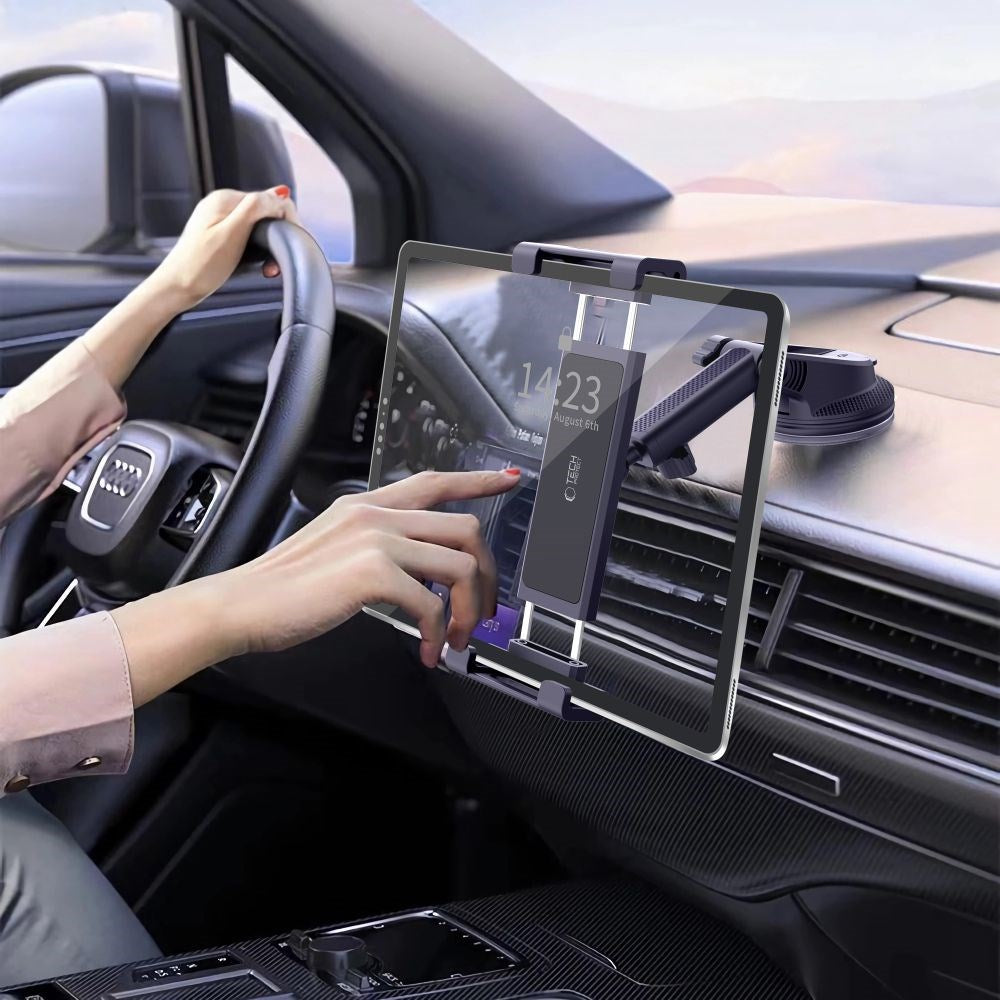 Tech-Protect – Alsidigt Tablet Stativ til Bil med 360° Rotation & Justerbar Arm - Sort