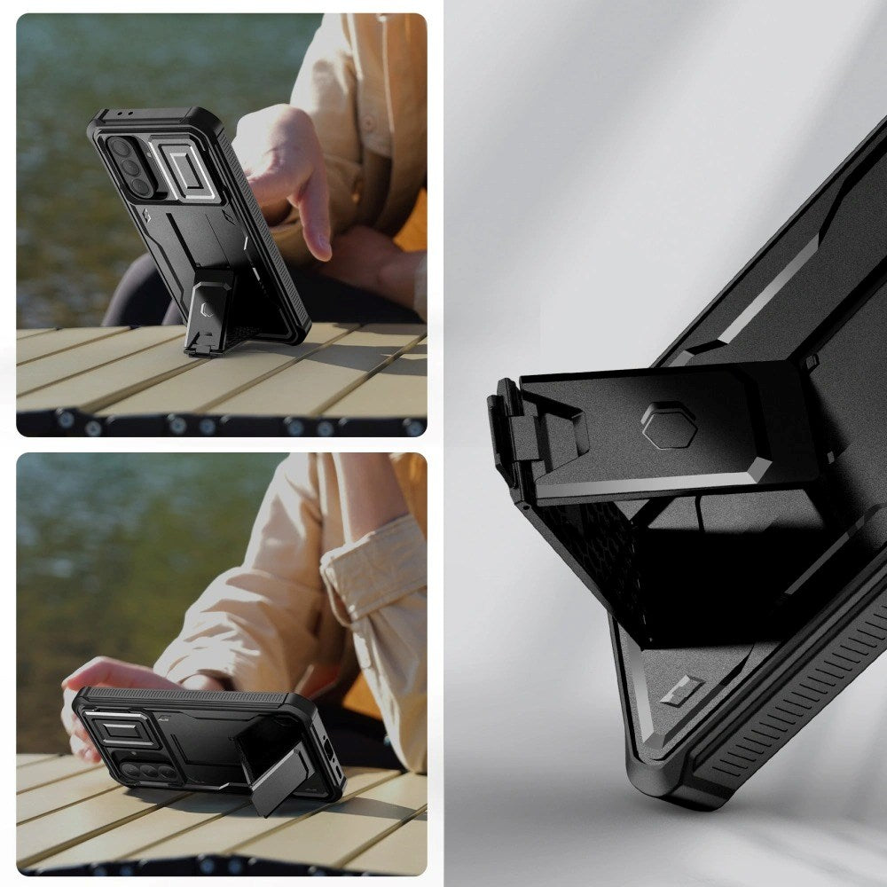 Samsung Galaxy A56 (5G) Tech-Protect Kevlar Pro Hårdt Plastik Bagside Cover m. Skærmbeskyttelse & Kickstand - Sort