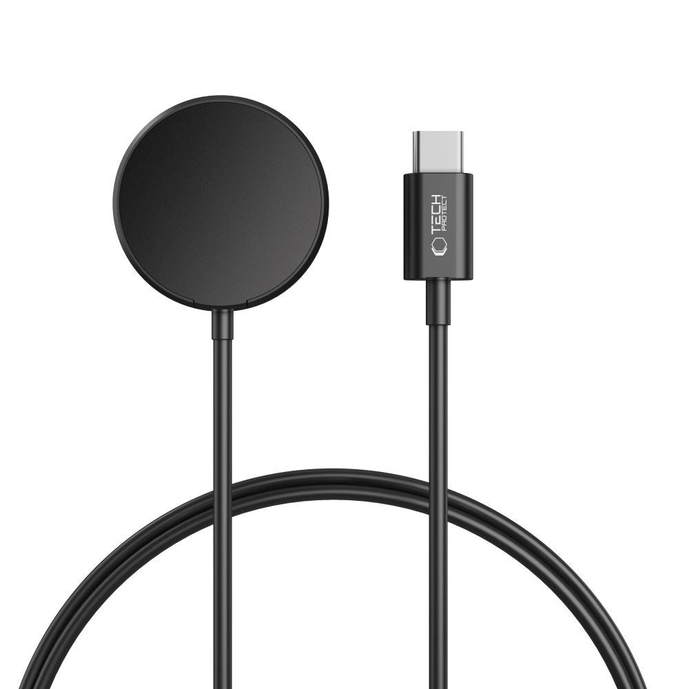 Tech-Protect MC03 Samsung Galaxy Watch Trådløs Oplader m. USB-C 2.5W - 1m - Sort