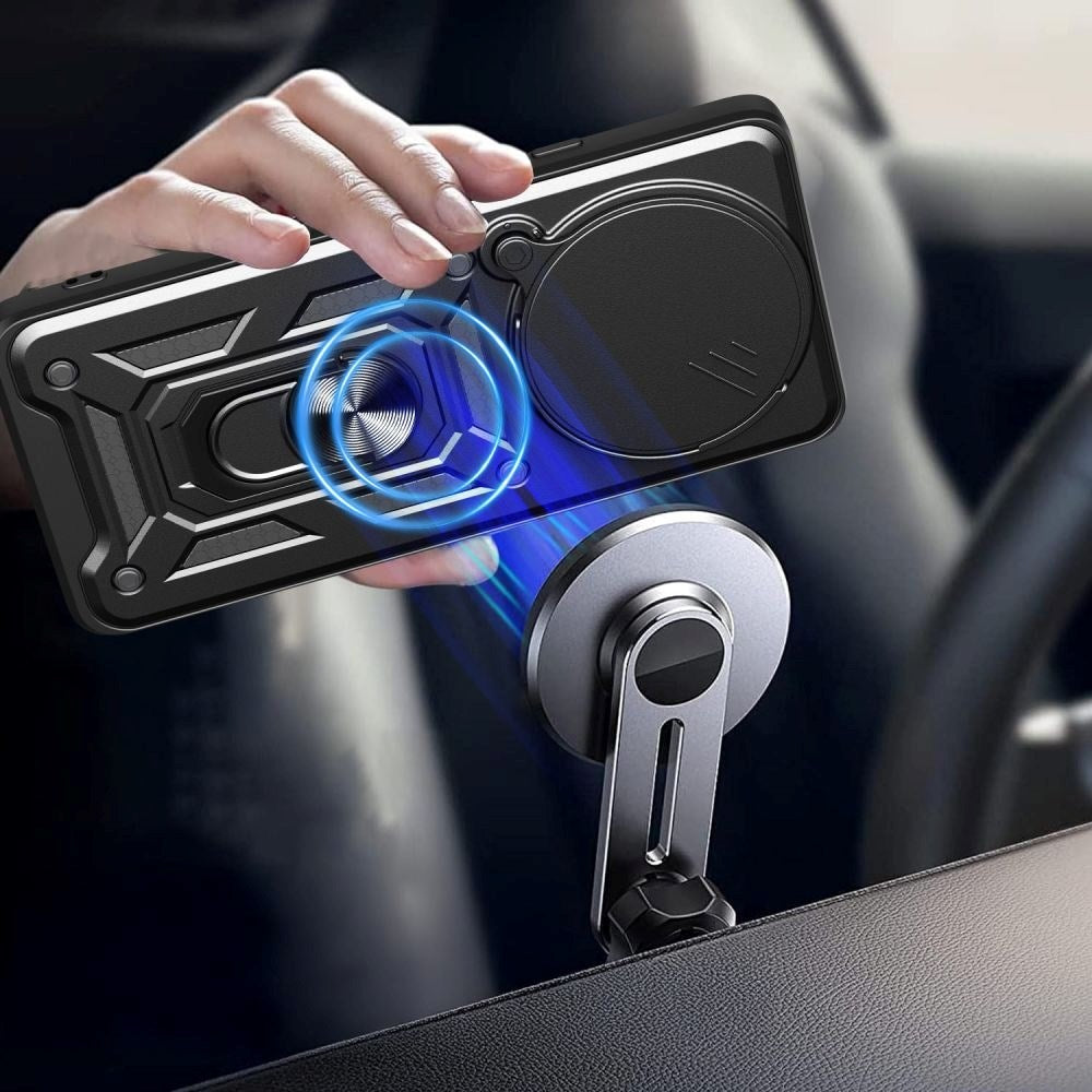 Xiaomi Redmi Note 14 Pro+ Tech-Protect Camshield Cover m. Magnetisk Fingerring & Ståfunktion - Sort