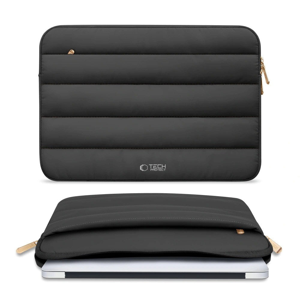 Tech-Protect Fluffy MacBook / Laptop 15-16" Sleeve m. Ekstra Lynlåslomme - Maks. Mål: 27 x 38cm - Sort