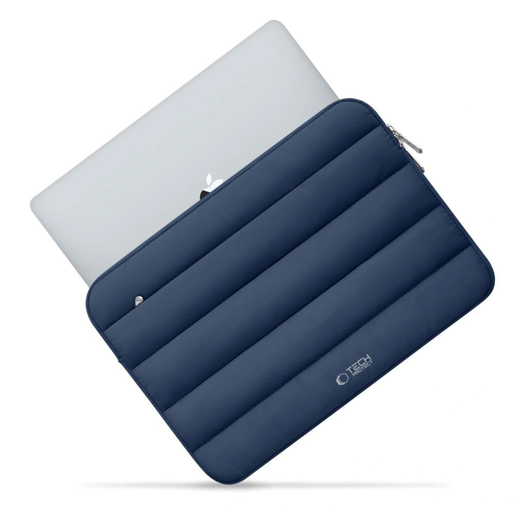 Tech-Protect Fluffy MacBook / Laptop 15-16" Sleeve m. Ekstra Lynlåslomme - Maks. Mål: 27 x 38cm - Mørkeblå