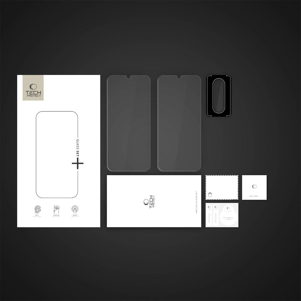 Tech-Protect Glass Set+ - Samsung Galaxy A26 (5G) - Beskyttelsessæt m. Hærdet Skærmbeskyttelsesglas & Hærdet Kameralinsebeskyttelsesglas - 3 stk - Gennemsigtig