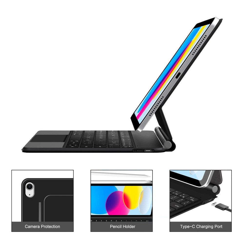 iPad 11" (2025) / 10.9" (2024/2022) Tech-Protect Keyboardcover - Engelsk Tastatur - Sort