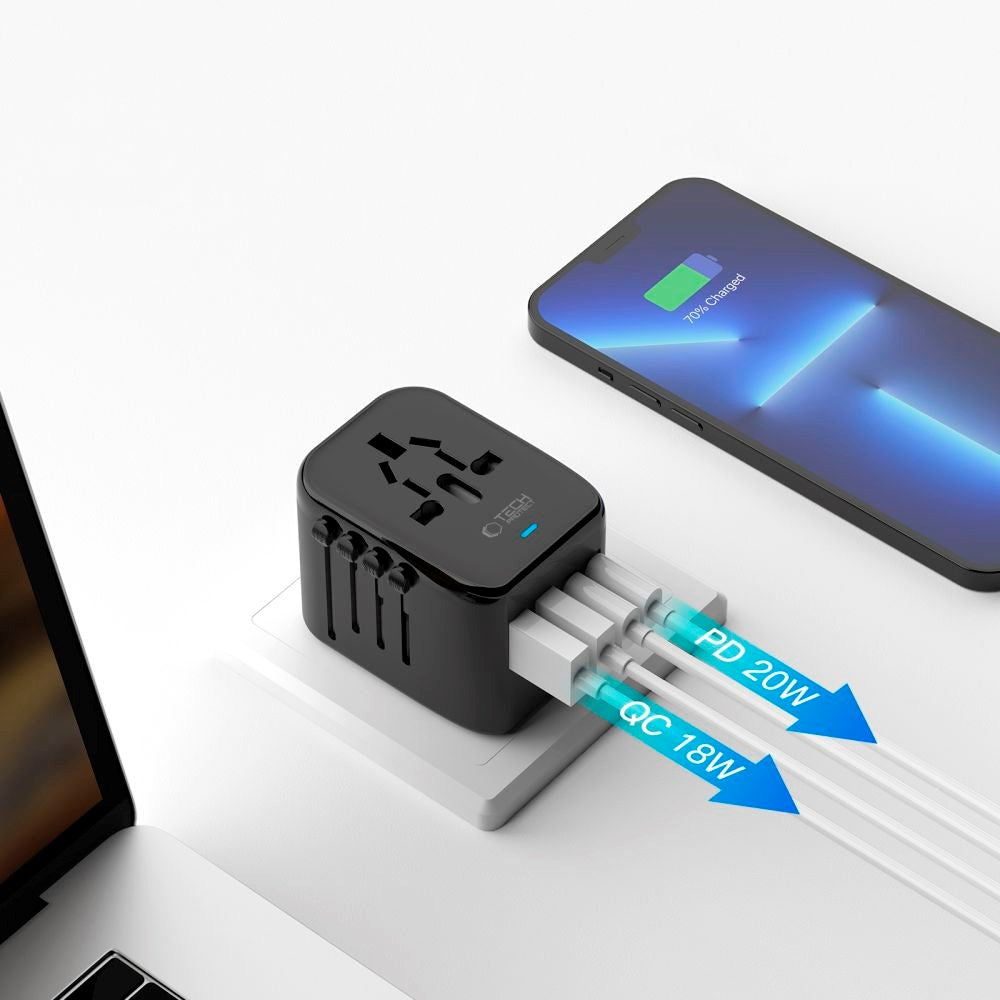 Tech-Protect - Rejseadapter - EU / UK / US / AU - Sort