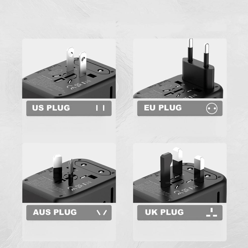 Tech-Protect - Rejseadapter - EU / UK / US / AU - Sort
