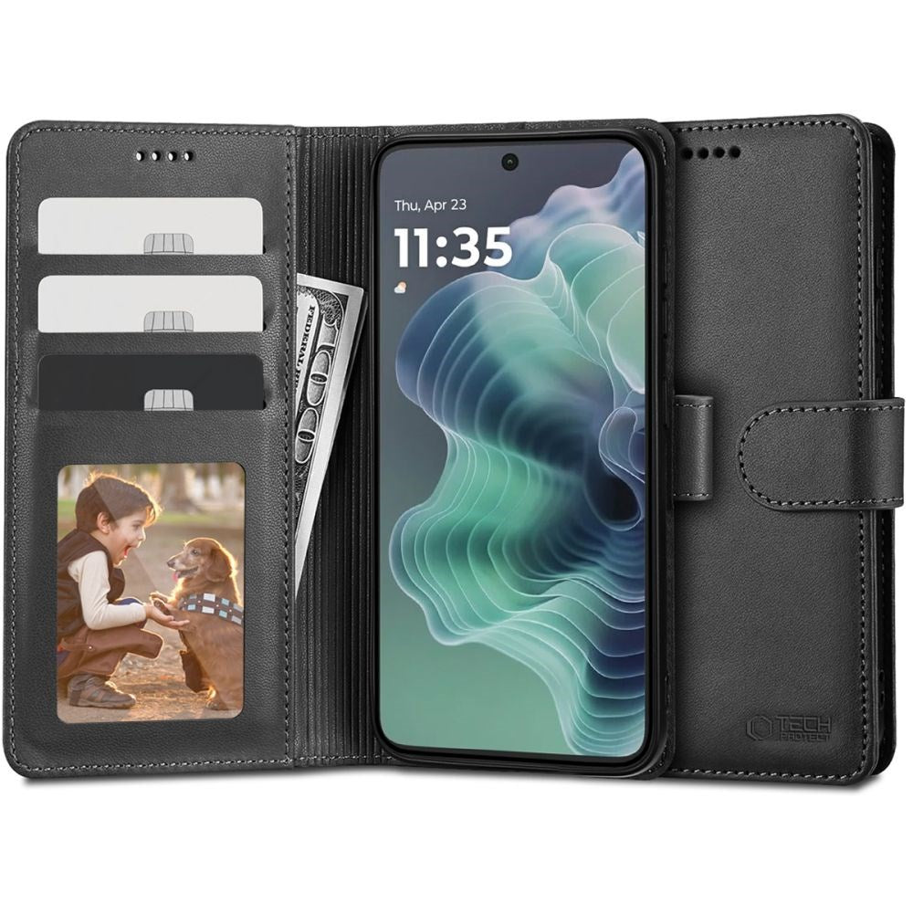 Tech-Protect Motorola Moto G35 5G Flipcover m. Kortholder - Sort