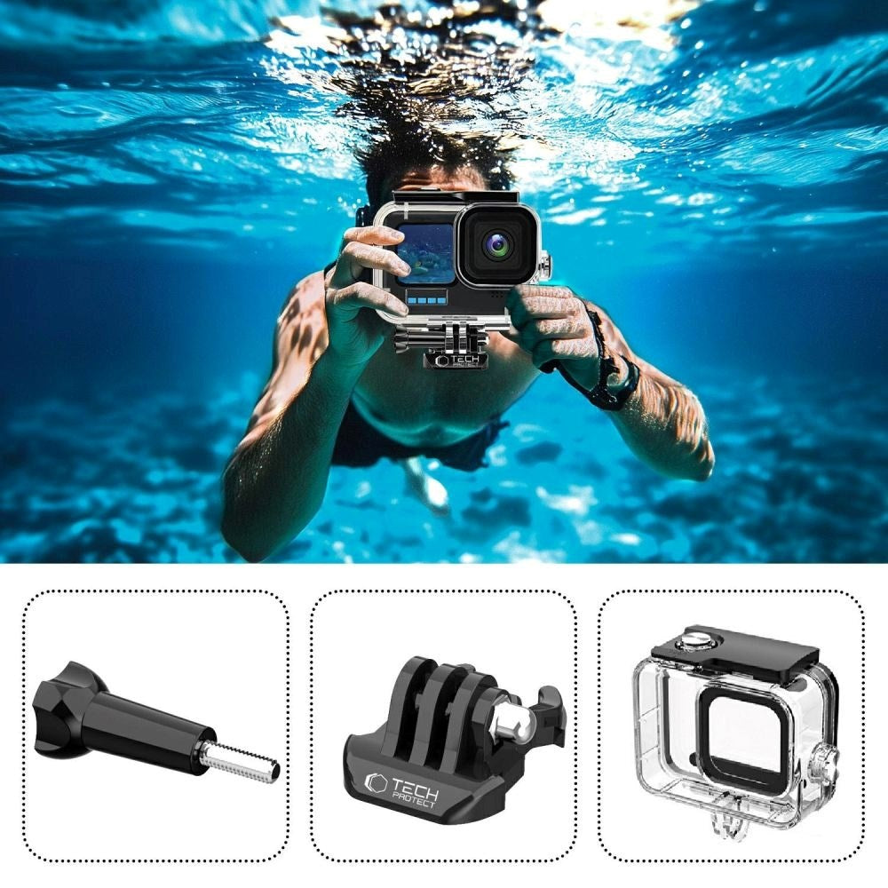 GoPro Hero 9 / 10 / 11 / 12 / 13 Tech-Protect GA200 Vandtæt Case - Gennemsigtig