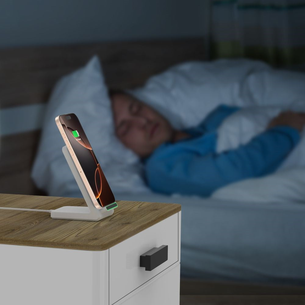 Tech-Protect Qi-15W-A40 Smart Trådløs Oplader & Stand - Hvid