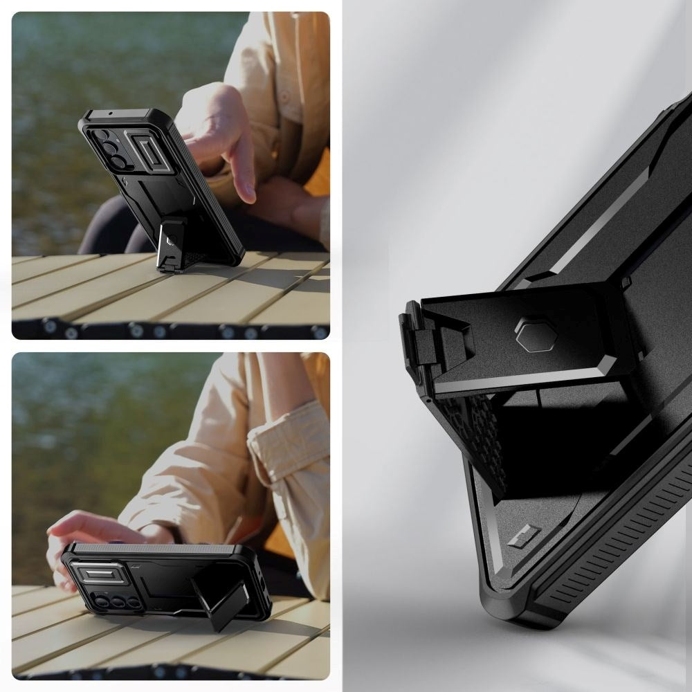 Samsung Galaxy A16 (4G/5G) Tech-Protect Kevlar Pro Hårdt Plastik Bagside Cover m. Skærmbeskyttelse & Kickstand - Sort