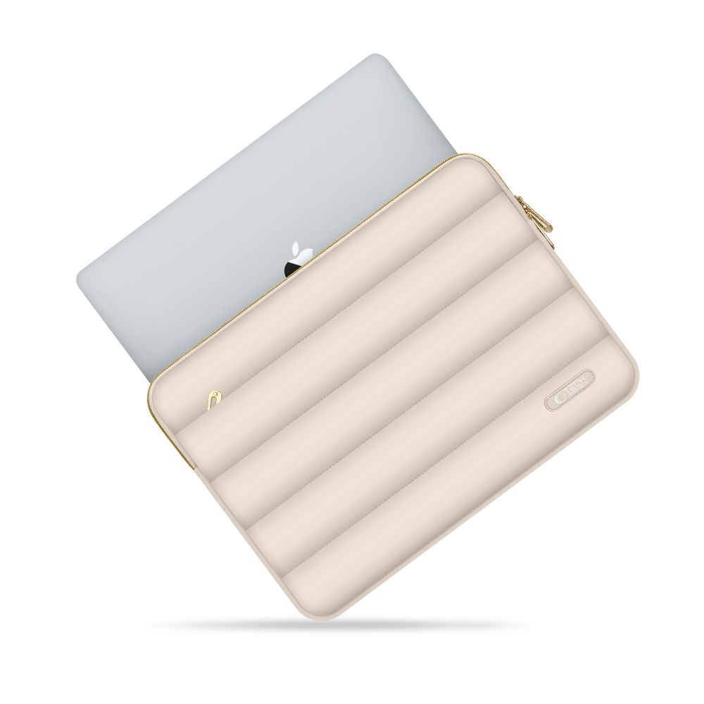 MacBook / Laptop 15-16" - Tech-Protect Puffy - Sleeve m. Lille Taske - Beige