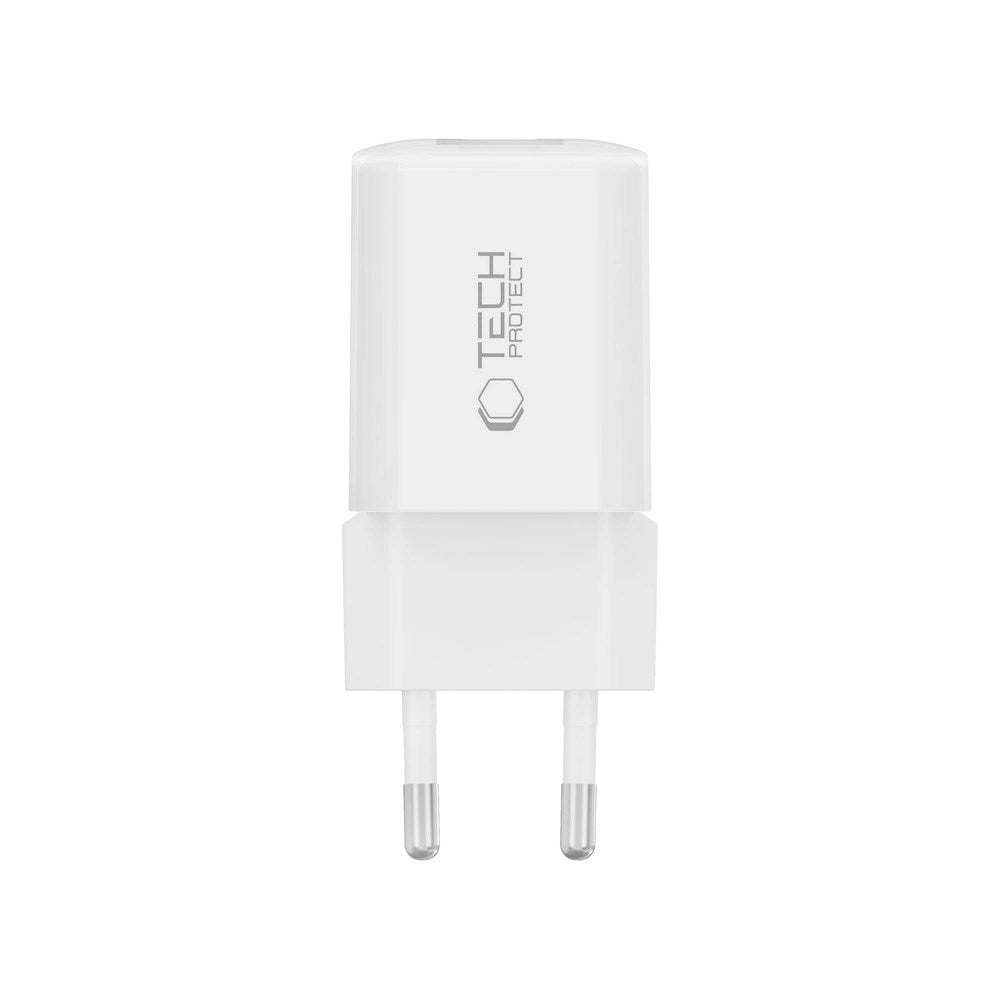 Tech-Protect 33W Vægoplader - 1x USB-A / 1x USB-C - Hvid