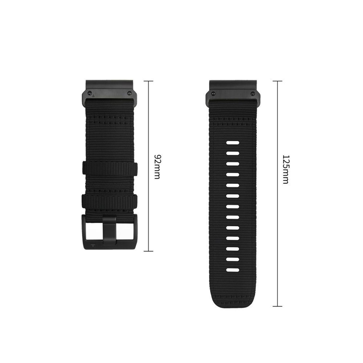 Universal Garmin Rem 26mm QuickFit Tech-Protect Classic Nylon Urrem - Sort