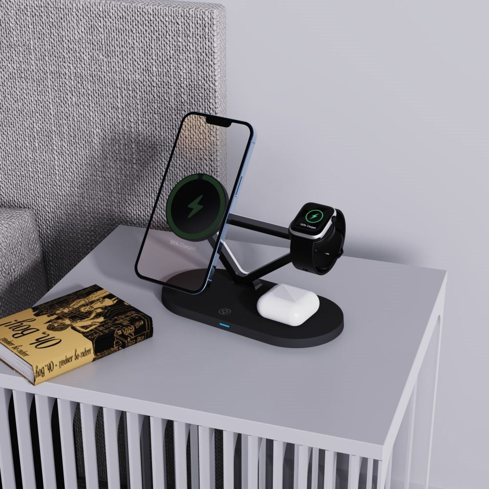 Tech-Protect Trådløs Magsafe Oplader 3-i-1 QI 15W - Sort