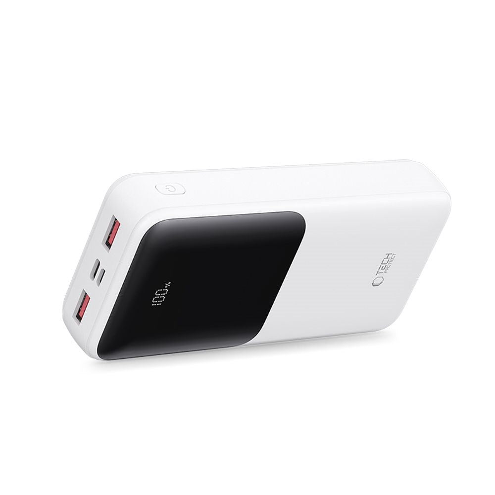 Tech-Protect Powerbank 20000mAh – Hurtig opladning med 22.5W - Hvid