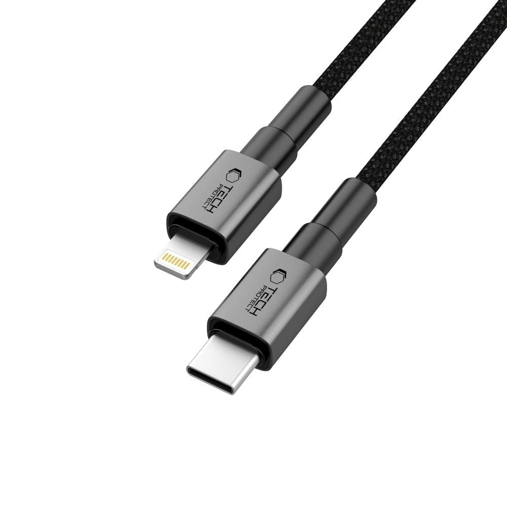 Tech-Protect Ultraboost 27W Lightning til USB-C Kabel - PD - 2m - Sort / Mørkegrå