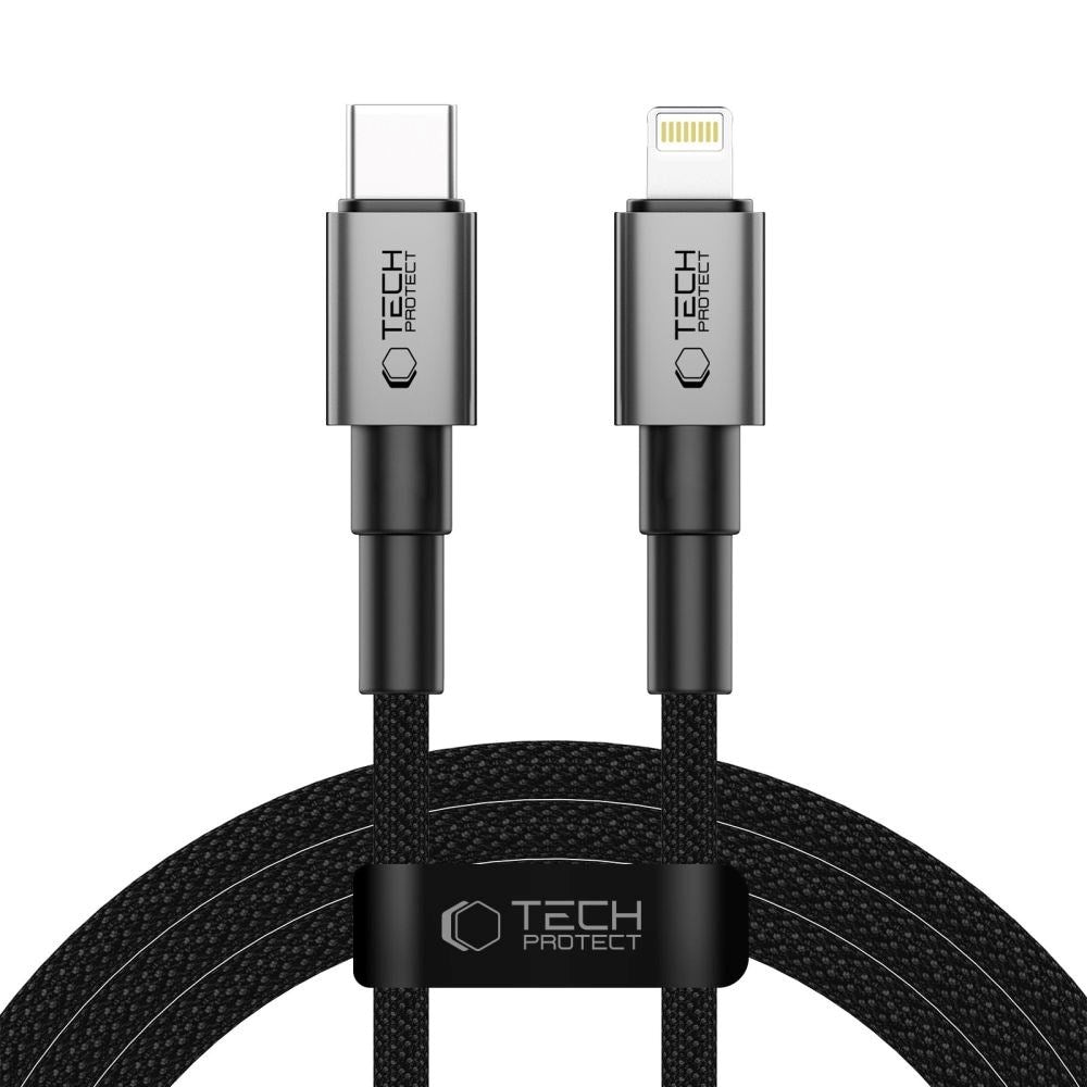 Tech-Protect Ultraboost 27W Lightning til USB-C Kabel - PD - 2m - Sort / Mørkegrå