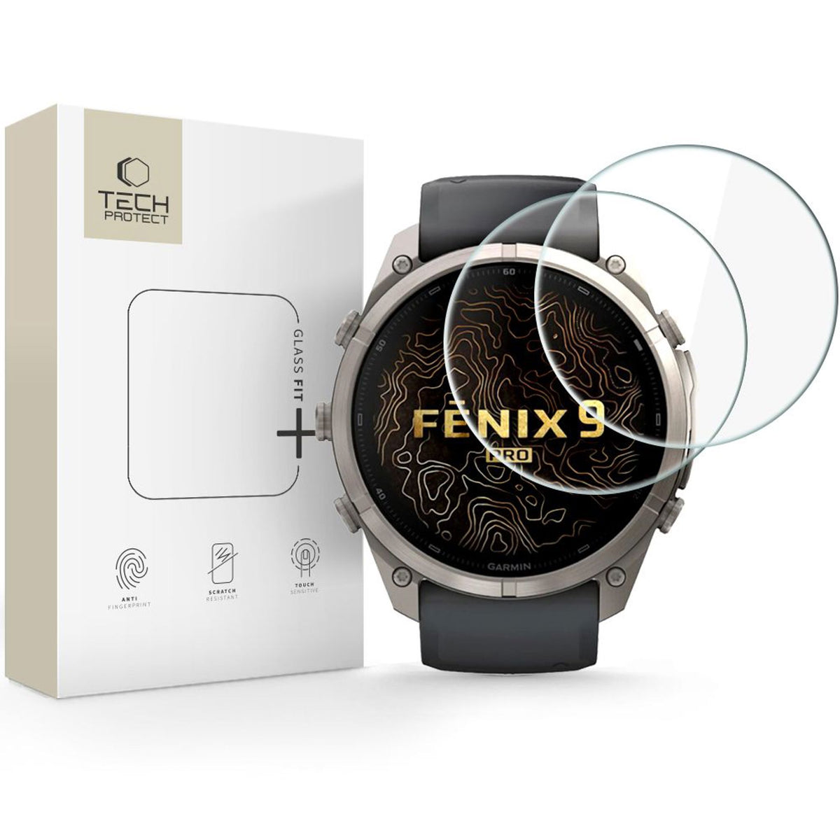 Garmin Fenix 9 Pro (51mm) Tech-Protect Glass Fit+ Skærmbeskyttelsesglas - 2 stk - Gennemsigtig