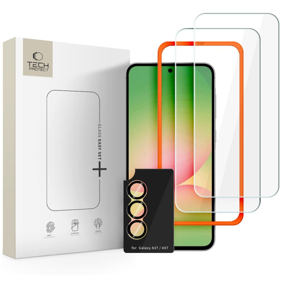 Tech-Protect - Samsung Galaxy A57 - Easy Set+ Beskyttelsessæt m. Skærmbeskyttelsesglas & Kameralinsebeskyttelsesglas - Gennemsigtig