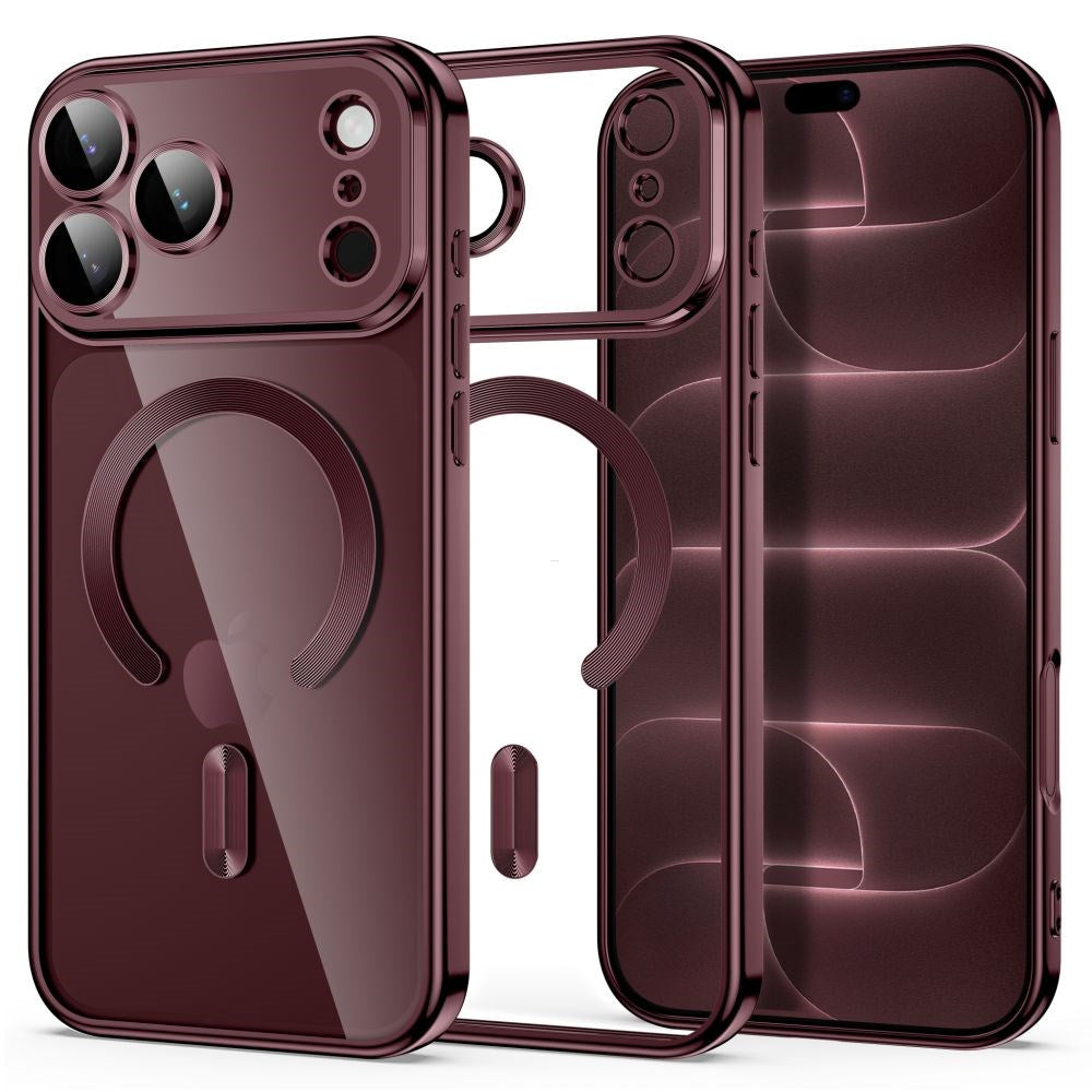 Tech-Protect iPhone 18 Pro Max / 17 Pro Max MagFlex Cover - MagSafe Kompatibel - Burgundy / Gennemsigtig