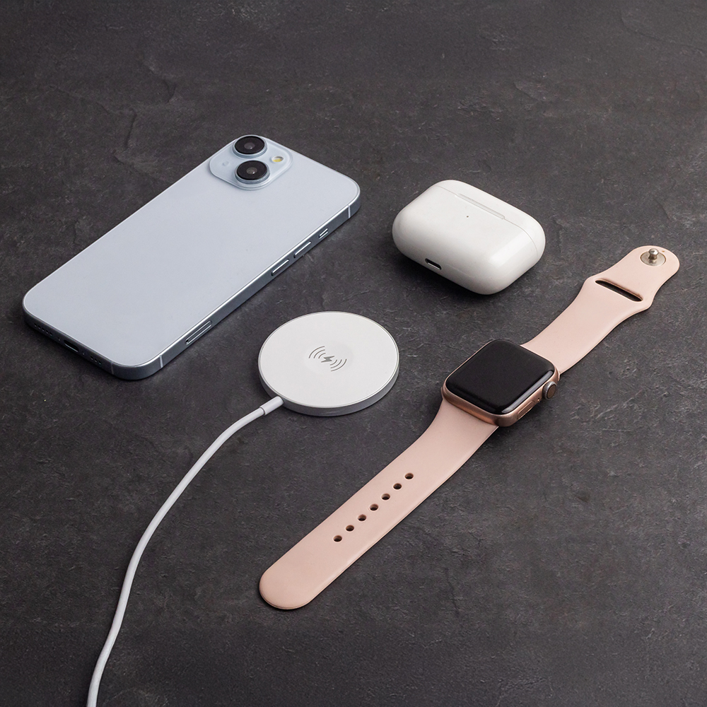 3-i-1 Magnetisk Trådløs Oplader - Forever MAWC-400 - 15W - USB-C - MagSafe Kompatibel - Hvid