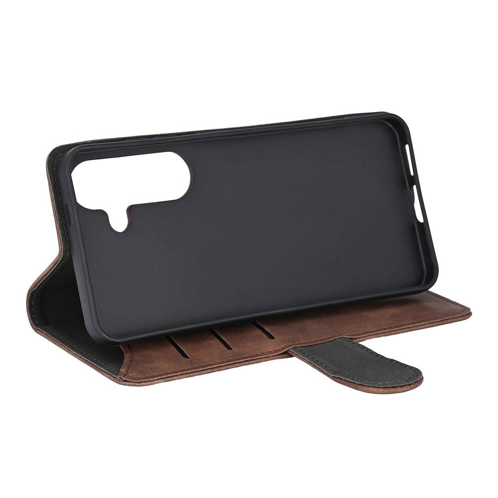 Samsung Galaxy S25 GEAR Classic Flip Cover Kunstlæder - Kortholder og Ståfunktion - Brun