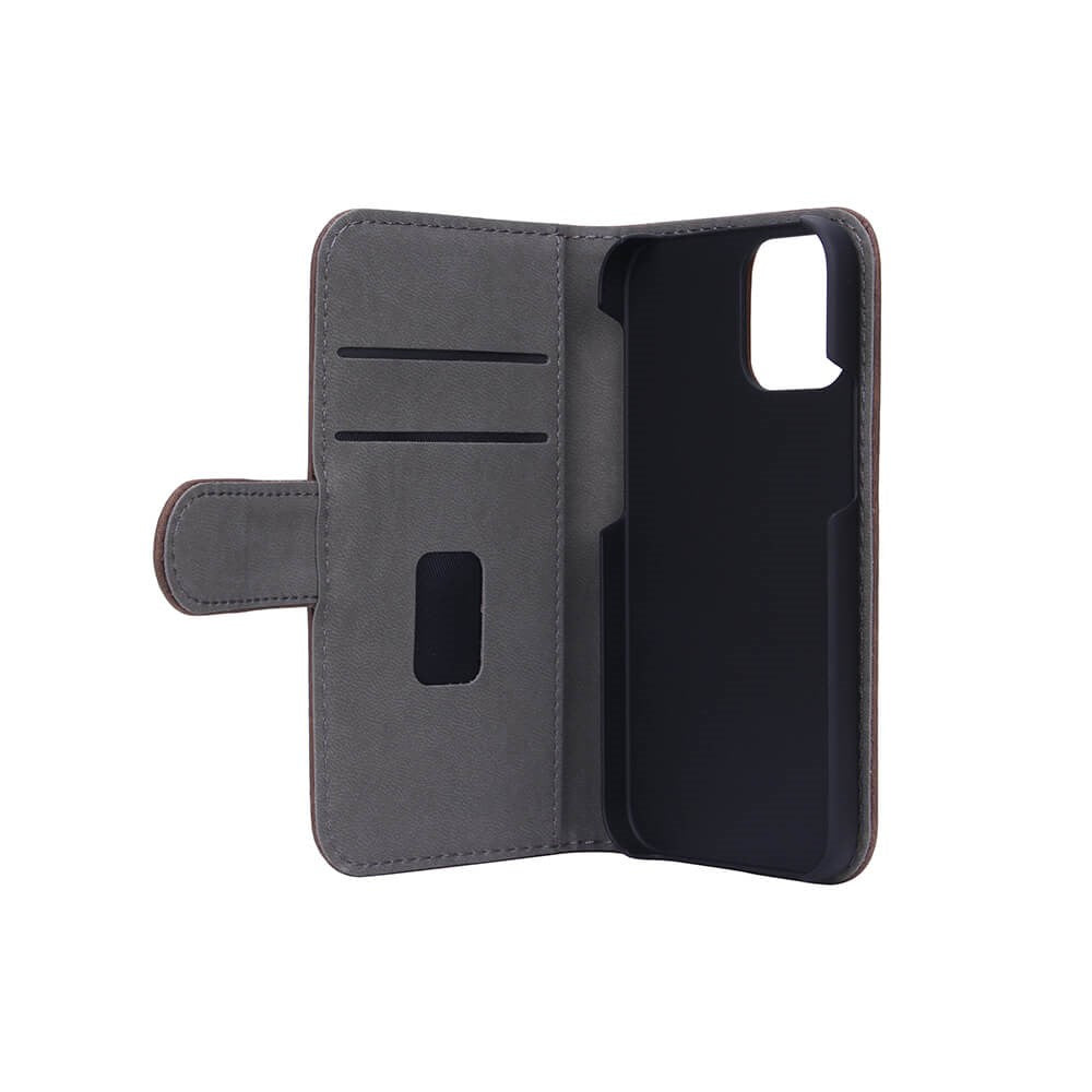 GEAR iPhone 12 / 12 Pro Wallet - Læder Flip Cover m. Pung - Brun