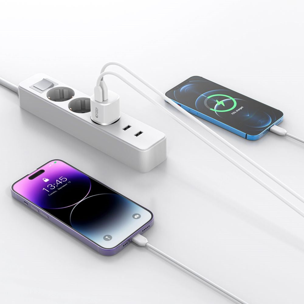 Tech-Protect 20W Vægoplader m. 1 x USB-A QC & 1 x USB-C PD - Sort