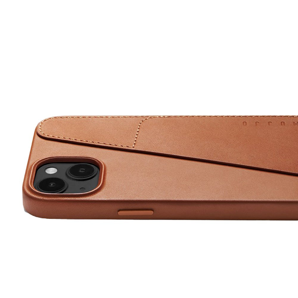 Mujjo iPhone 14 Plus Leather Wallet Cover - Brun