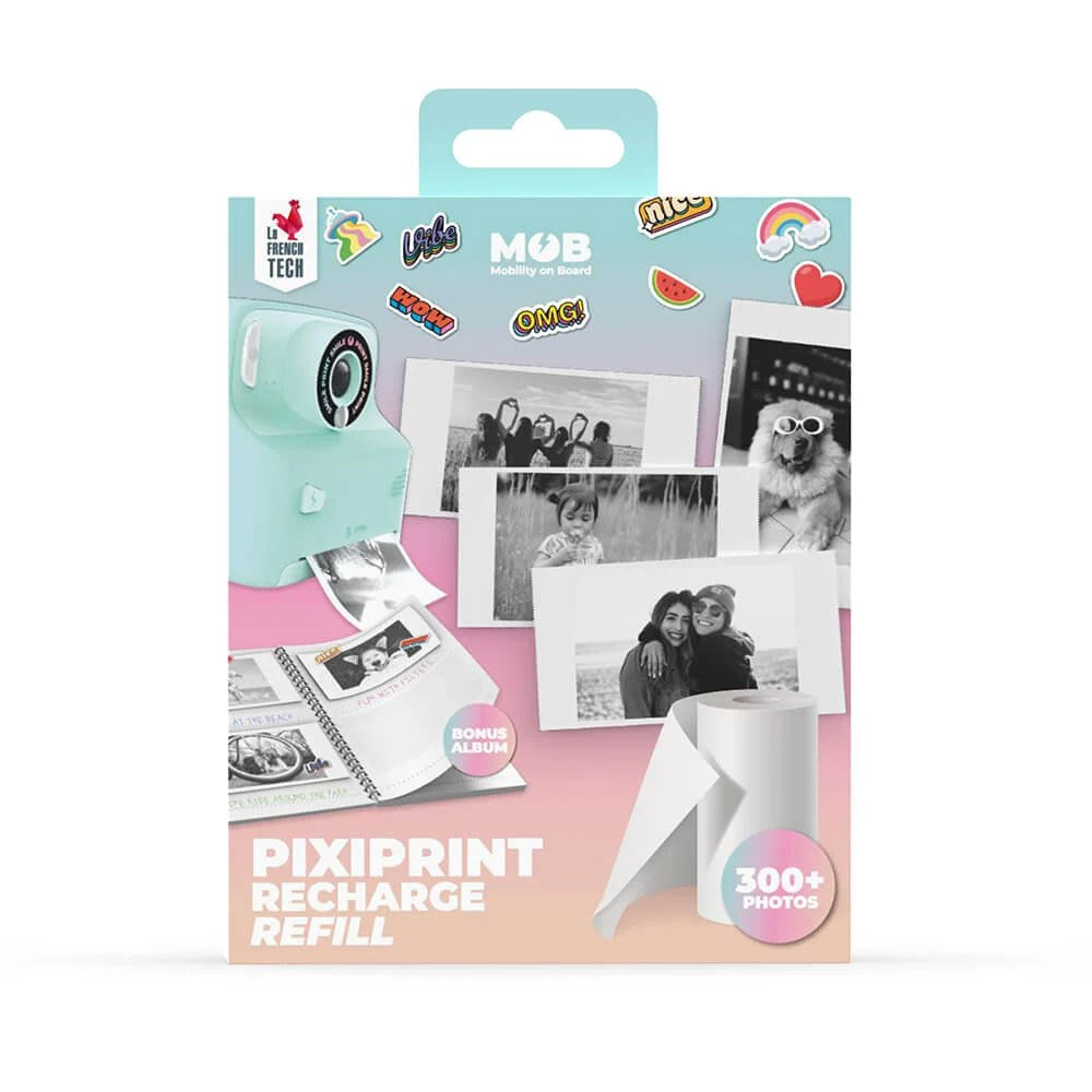 MOB Fotopapir til MOB Pixiprint Kamera m. Mindebog & Stickers - 4 stk - Hvid