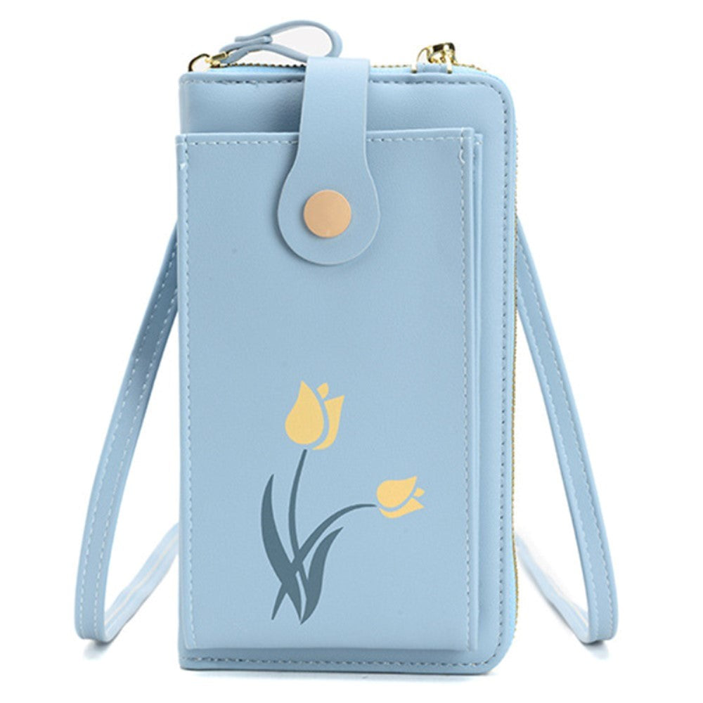 Universal Læder Clutch m. Skulderstrop (160 x 80 mm) - Blå