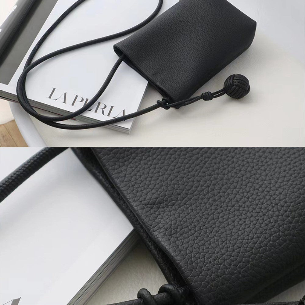 Kunstlæder Crossbody Mobil Taske m. Magnet Lukning (200 x 130 mm) - Sort