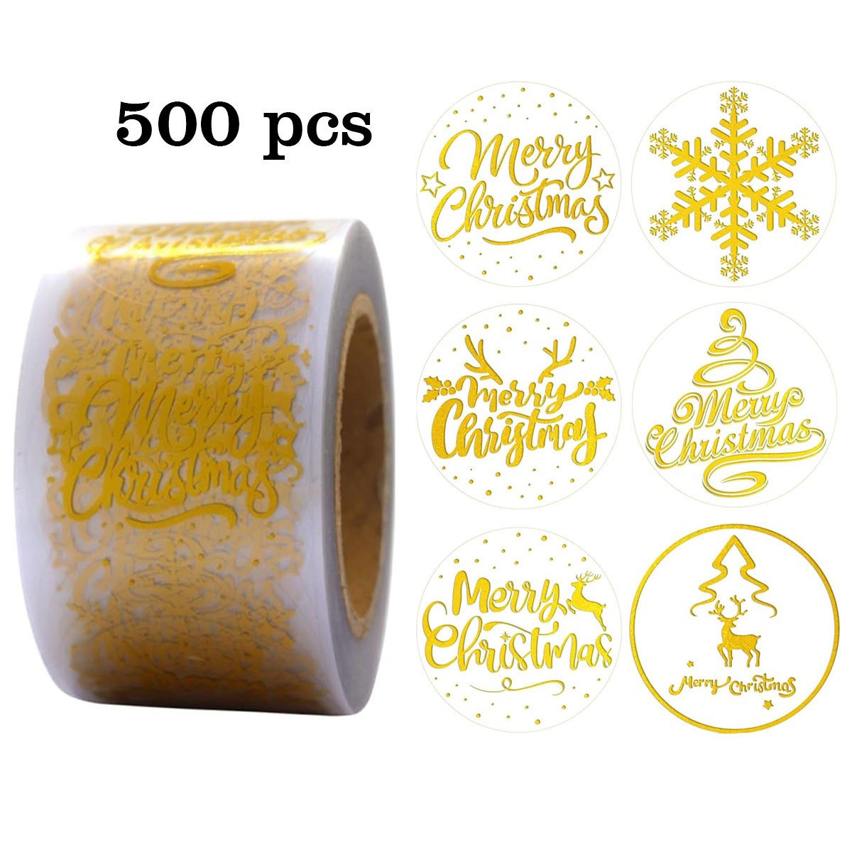 Klistermærkerulle med 500 stk. m. Jule Designs - Guld