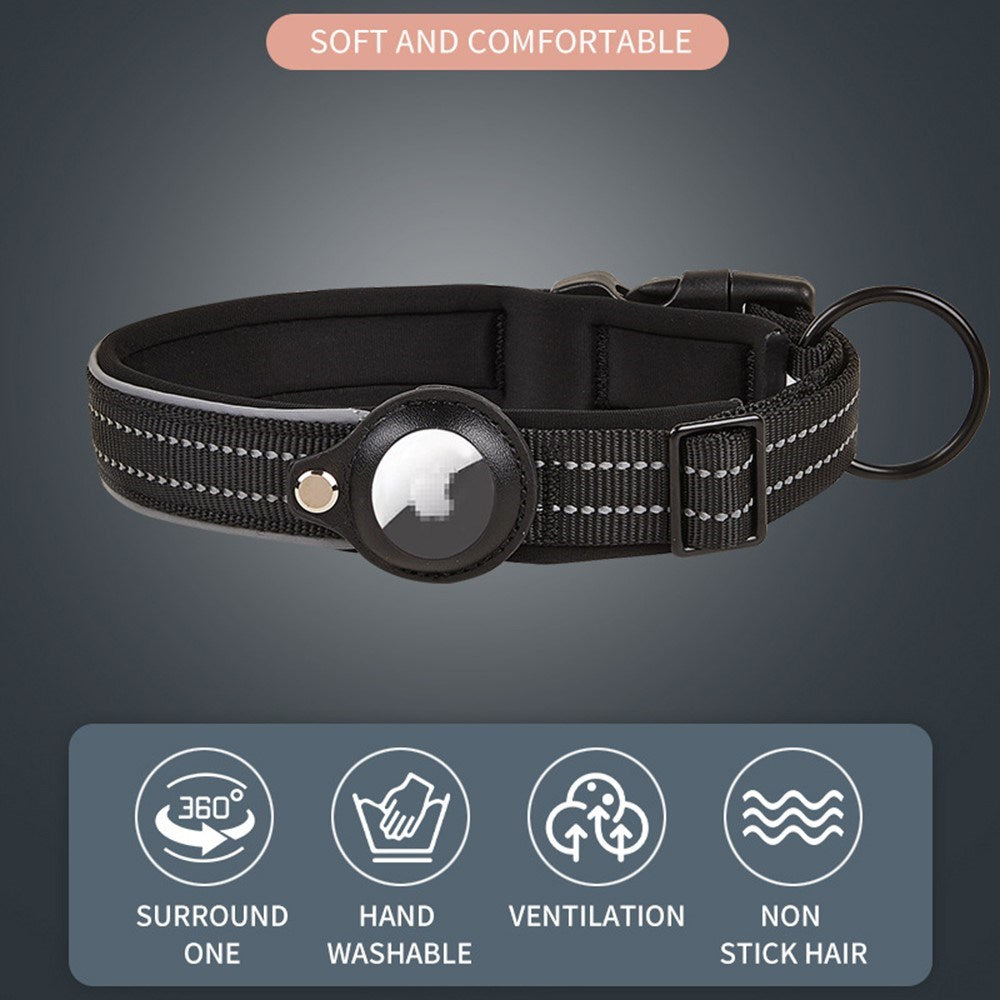 Hundehalsbånd med AirTag 1. & 2. Gen. Holder - Str. S (30-37 cm) - Grøn