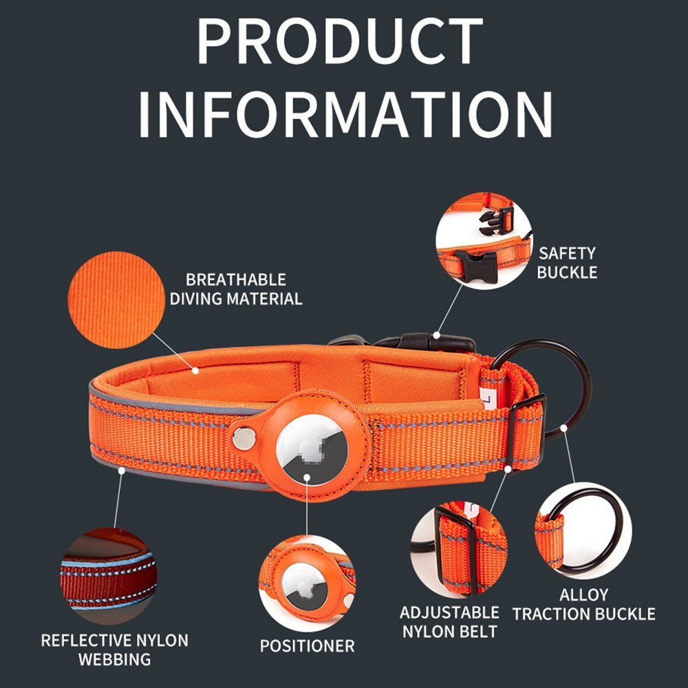 Hundehalsbånd med AirTag Holder - Str. M (38-45 cm) - Blå