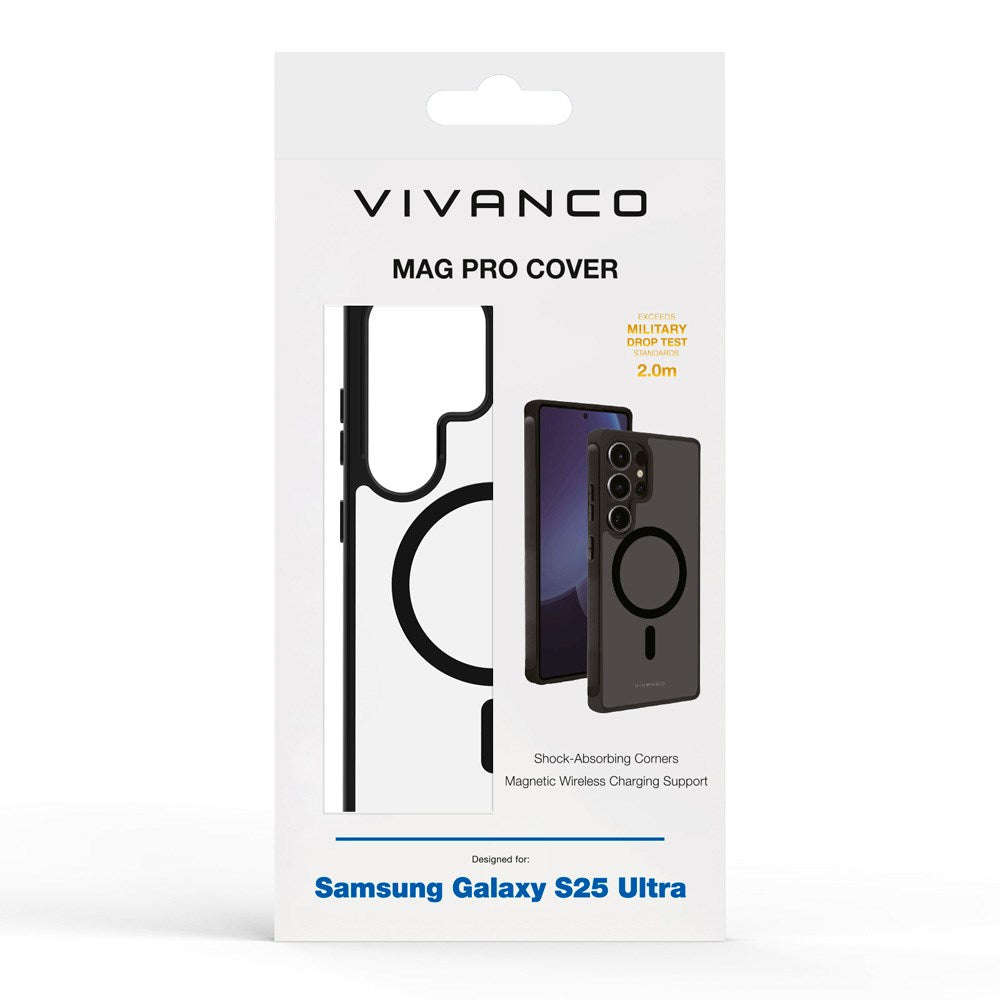 Vivanco Samsung Galaxy S25 Ultra Cover – Mag Pro - Gennemsigtig/Sort