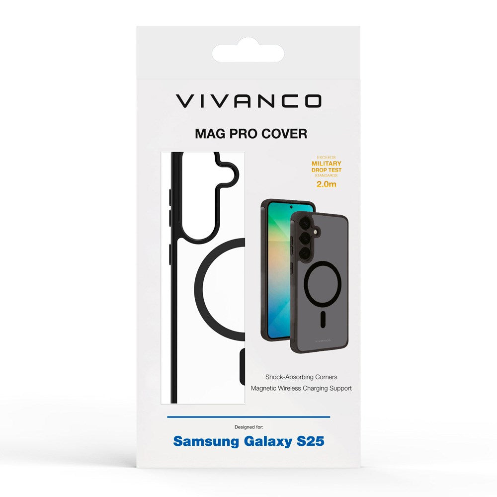 Vivanco Samsung Galaxy S25 Cover – Mag Pro - Gennemsigtig/Sort