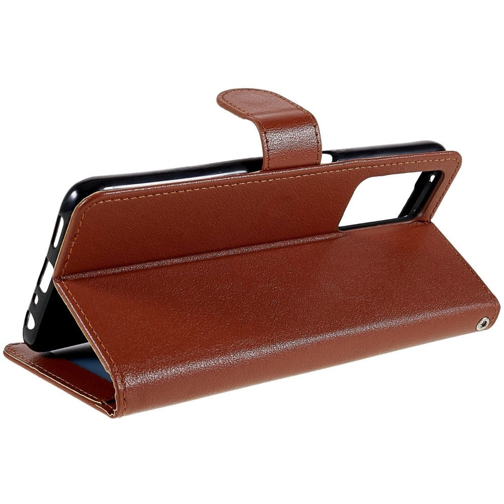 Oppo A76 / Realme 9i Læder Flip Cover m. Pung & Ståfunktion - Brun