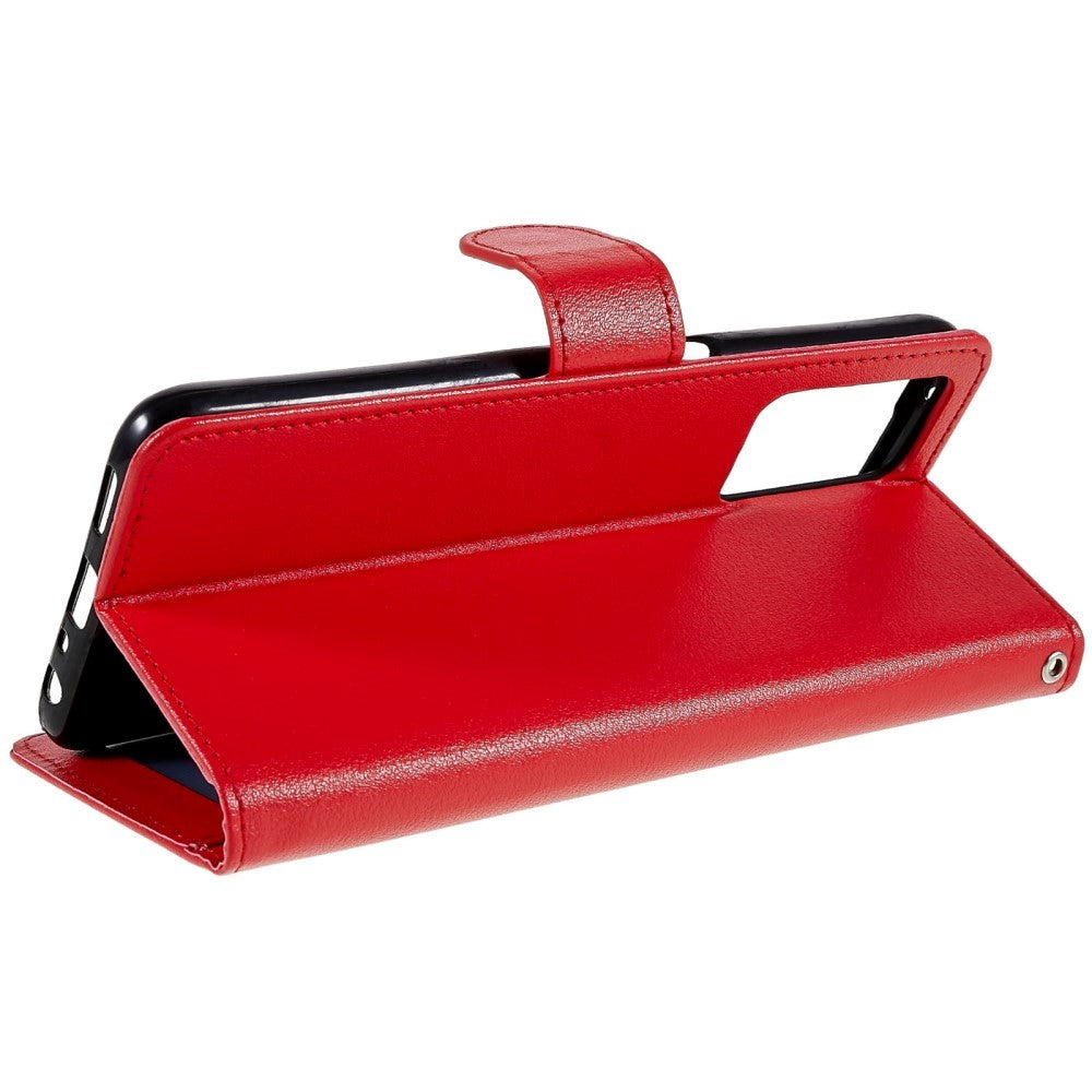 Oppo A76 / Realme 9i Læder Flip Cover m. Pung & Ståfunktion - Rød