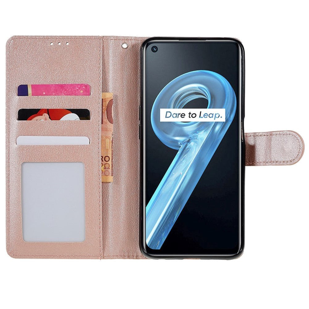 Oppo A76 / Realme 9i Læder Flip Cover m. Pung & Ståfunktion - Rose Gold